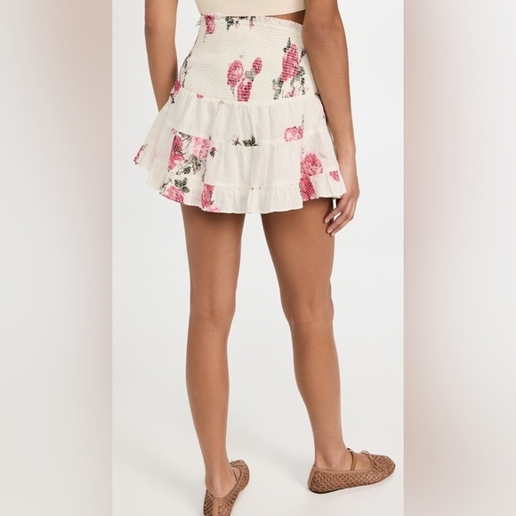 LoveShackFancy Aldana Smocked Floral White and Paradise Pink Mini Skirt 🌸 Small - Picture 9 of 16